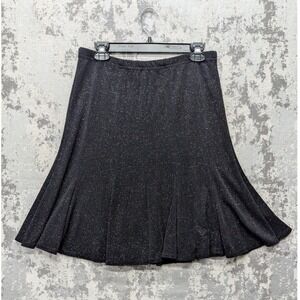 Vintage Helene Blake Petite Skirt Black Sparkle Metallic A-Line Midi Size PM